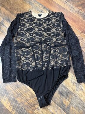torrid Black Lace Long-Sleeve Bodysuit